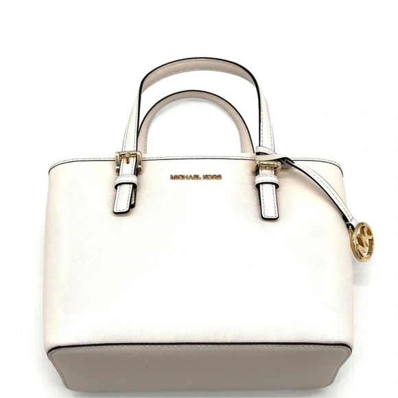 Michael Kors Jet Set Travel Extra-Small Top-Zip Tote Bag White/Gold (NWT) - Picture 6 of 12